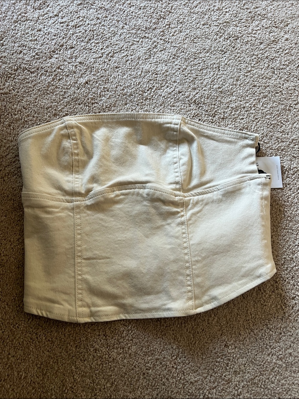 Forever 21 Off-White Strapless Front-Zip Bustier Top